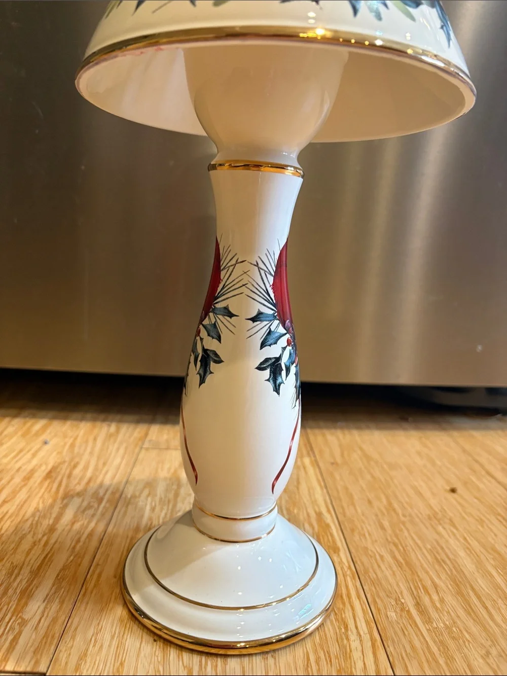 Lenox Holiday Winter Greetings Porcelain Votive Candle Lamp & Shade, 13.5-in Tal